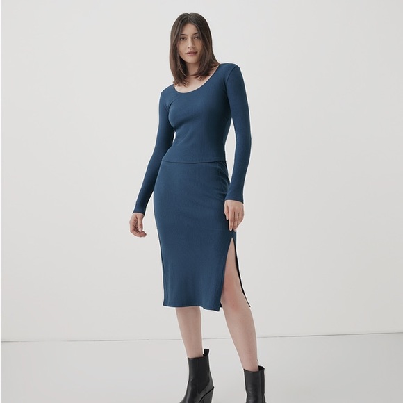 ‼️NWT: Pact Organic Ribbed Fitted Midi Skirt - S - Picture 1 of 1